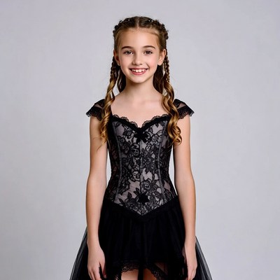 Girl in black lace dress