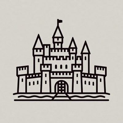 Line Art Castle Illustration