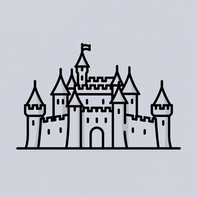 Line Art Castle Illustration