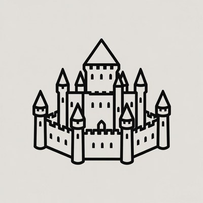 Line Art Castle Illustration