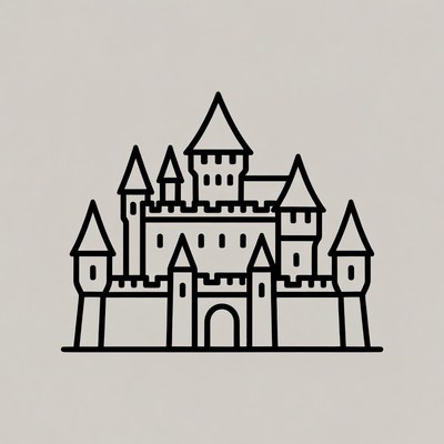 Line Drawing Fairy Tale Castle