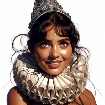 Woman in Elizabethan hat and ruff