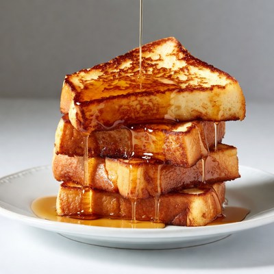 Stack of French Toast Drizzled with Syrup
