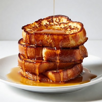 Stack of French Toast Dripping Syrup
