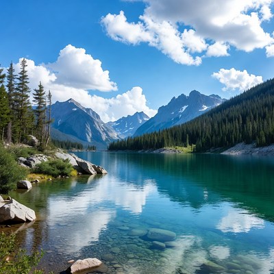 Turquoise Lake in Mountain Valley