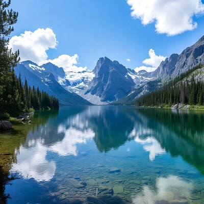 Mountain Lake with Clear Reflections