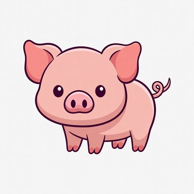 Cute pink pig illustration