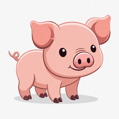 Cute cartoon baby pig