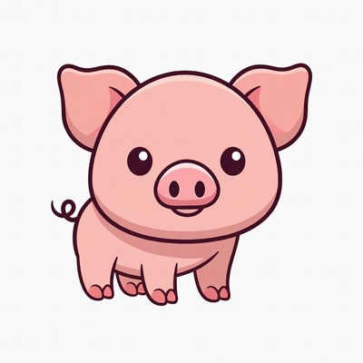 Cute cartoon pink pig