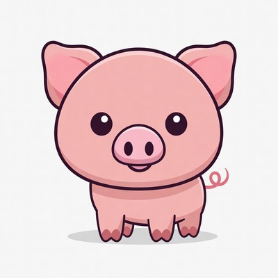 Cute pink cartoon pig