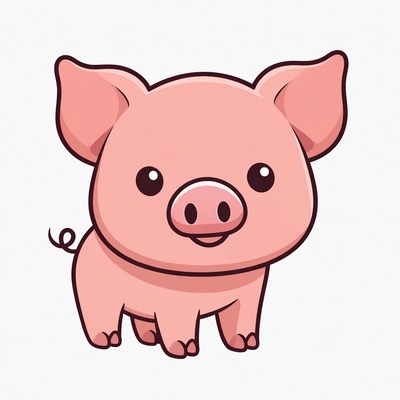 Cute cartoon pink pig