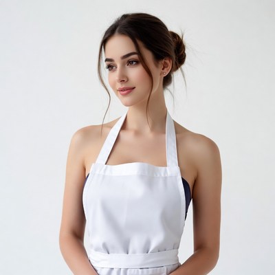 Woman wearing white apron