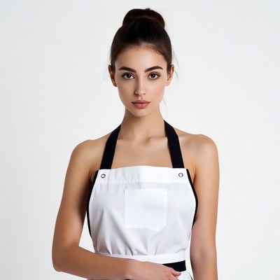 Woman wearing white apron