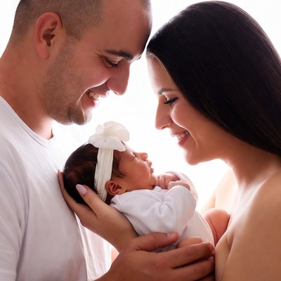 Parents holding newborn baby