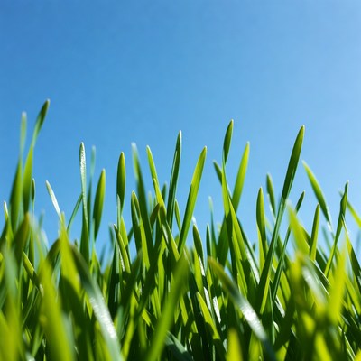 Fresh green grass against blue sky