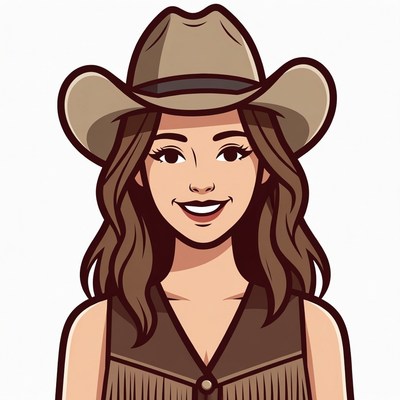 Cowgirl wearing hat illustration
