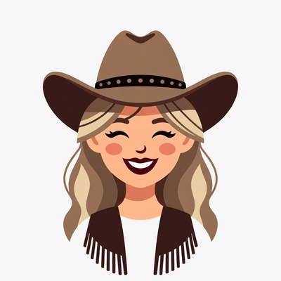 Smiling Cowboy Woman with Hat
