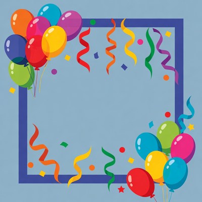 Colorful Balloons and Streamers Illustration