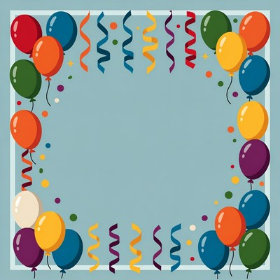 Colorful Balloons and Streamers Border