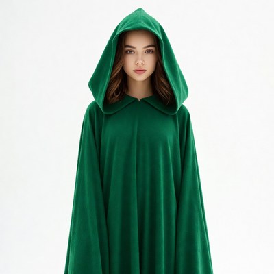 Girl in green hooded cloak