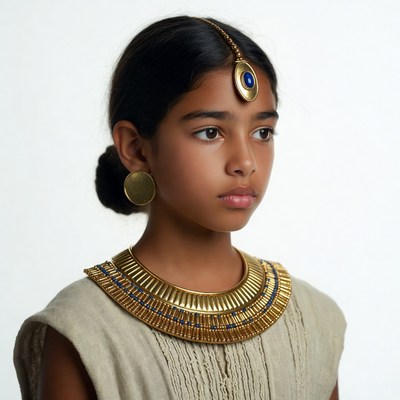 Indian girl in gold Egyptian jewelry