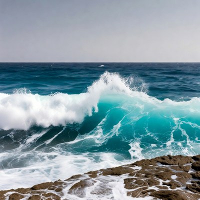 Crashing Ocean Wave on Rocks