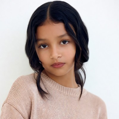 Young Asian girl in pink sweater