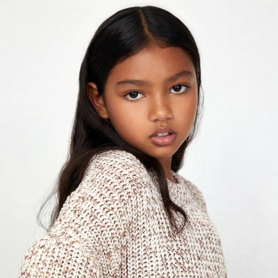 Asian girl in knit sweater