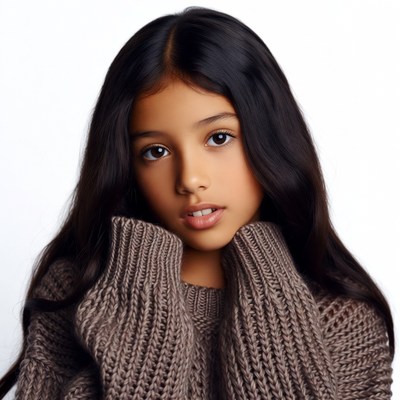 Young girl in sweater smiling