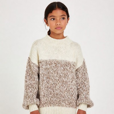 Asian girl in chunky knit sweater