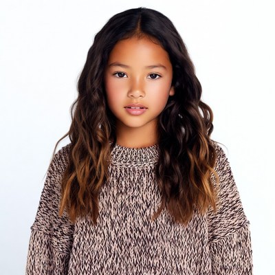 Young Asian girl in knit sweater