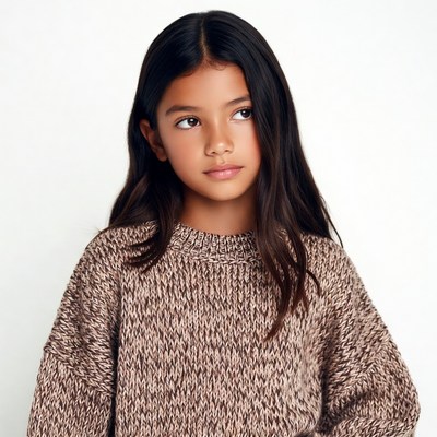 Asian girl in knit sweater