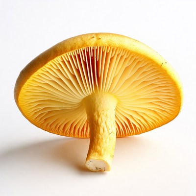 Yellow Mushroom Underside on White