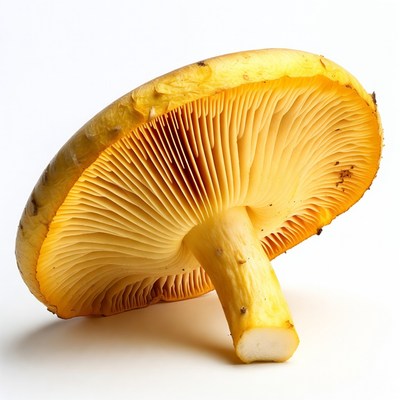 Yellow Mushroom Underside on White
