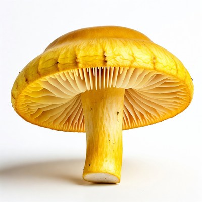 Yellow Mushroom on White Background