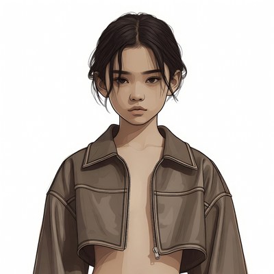 Asian girl in cropped jacket