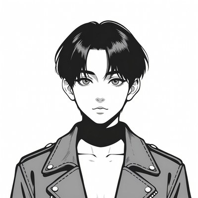 Anime boy in leather jacket