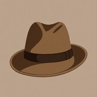 Brown fedora hat illustration