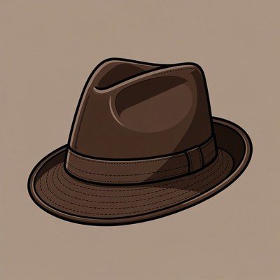 Brown Fedora Hat Illustration