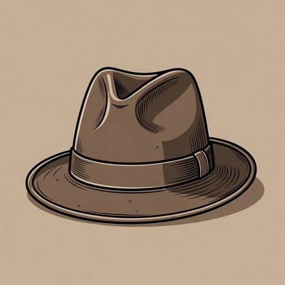Brown Fedora Hat Illustration