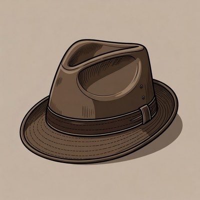 Brown Fedora Hat Illustration