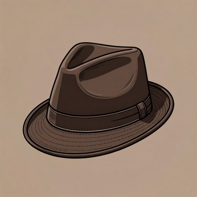 Brown Fedora Hat Illustration