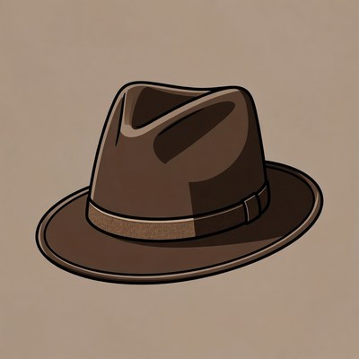 Brown fedora hat illustration
