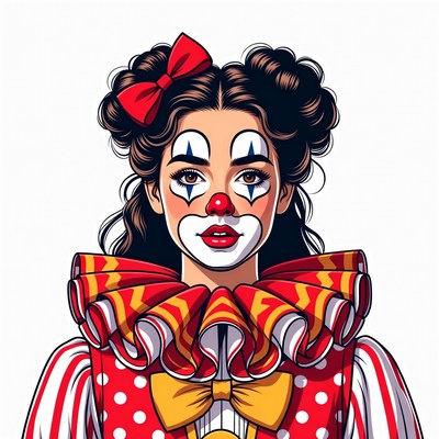 Clown girl with red bow