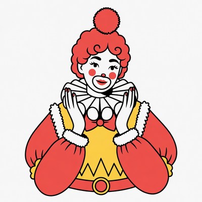 Clown with Red Curly Hair