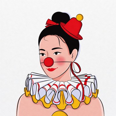Asian woman clown illustration