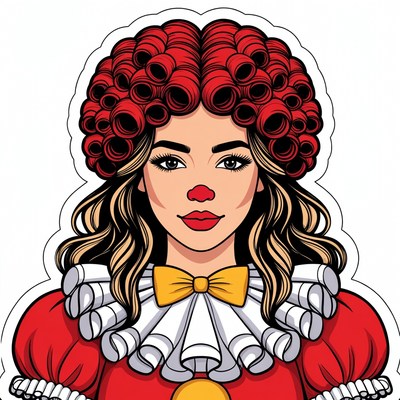 Female Clown with Red Curly Hair
