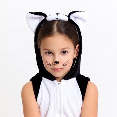 Girl in black and white cat costume