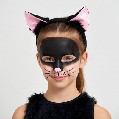 Girl in cat costume makeup