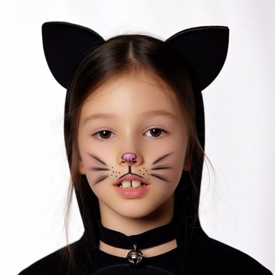 Girl in cat costume with face paint